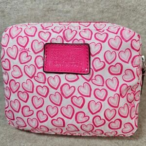 Coach Heart Print Valentine Folding Reusable Tote Shopping / Beach Bag